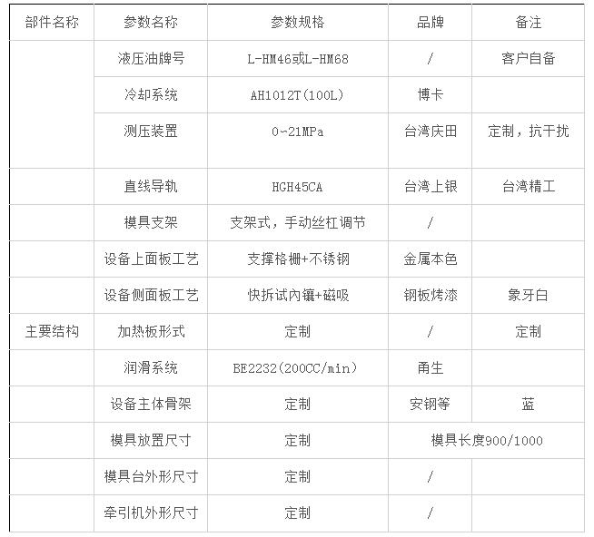 伺服液壓牽引機參數(shù)